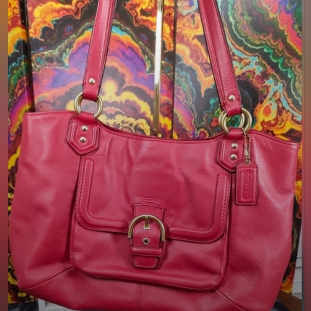 Coach Campbell Leather Belle Carryall Red Large
